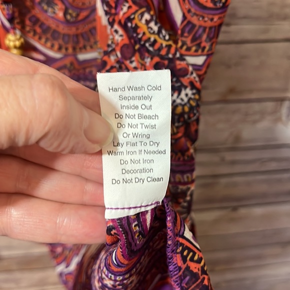 ⭐️ Cabi Kimono Jacket M Purple Orange Paisley Swim Cover Up Tie Front #84 B1 - Picture 5 of 9